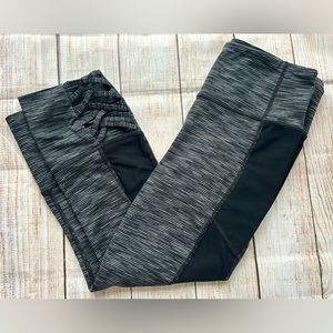 Athleta Gray/Black Mesh Cropped Leggings